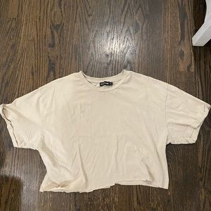 PRETTY LITTLE THING Cropped Tan T-shirt LET ME KNOW IF YOU WANT TRIED ON PHOTO!